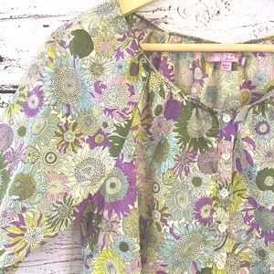 Calypso St. Barth Modern Sunflower Print Cotton Top, Size Small